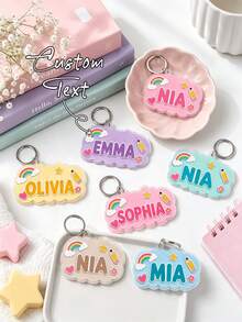 Custom Cloud-Shaped Acrylic Keychain, Cute Rainbow Pencil Case Charm, Suitable For Backpacks, School Bags, Handbags And Luggage - Multicolor - View 3