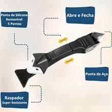Espátula 3 em 1 Removedor de Silicone Raspador de Calafetagem, com 5 Raios de Acabamento, Ferramenta para Rejunte e Massa de Piso - Uma espátula para aplicar e remover costuras. - Visão 5