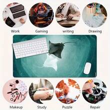 Blue Mouse Pad Aesthetic Art Large Desk Mat Office Desk Accessories With Stitched Edge Non-Slip Mousepad Rubber Base Computer Keyboard Desk Pad 35.4x15.7 Inch Table Mat For Home Office As Gift For Friends Women Men - View 8