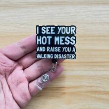 I SEE YOUR HOT MESS AND RAISE YOU A WALKING DISASTER Retractable D Card Holder Reel With Cute Cartoon Design, Nurse Hospital Badge Holder Office Lanyard 1pc - X910 - View 5
