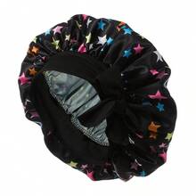 Wide Brim Extra Large Satin Round Bonnet With Tie Strap, Printed Hot Style Beauty Hair Care Fashion Versatile Hair Cap - Large Tie-back Sleeping Cap - View 12