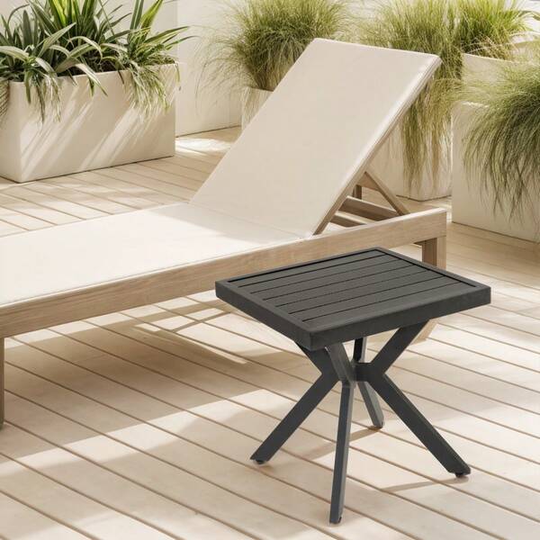 Außen Aluminium Quadrat Seitentisch Endtisch Für Patio, Hinterhof, Pool, Indoor Begleiter, Einfache Wartung Und Wetterbeständig, Dunkelbraun