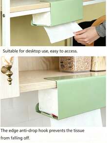 1pc Space-Saving Self-Adhesive Paper Towel Holder, Suitable For Cabinets And Drawers, Easy To Use, Ideal For Home, Office And Kitchen, Smooth Surface Paper Towel Dispenser - Multicolor - View 4