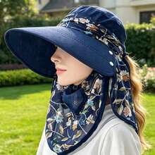 1Pc Women's Summer Sun Hat, Wide-Brim UV-Proof, Hats, Cap, Full-Face & Neck Coverage, For Daily, Park, Outdoor, Hiking & Vacations - Multicolor - View 8