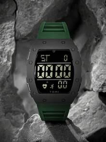 TOMI Square LCD Digital Electronic Watch, Square Large Screen Digital Dial, Silicone Strap, Multi-Function Sports Student Wristwatch, Multiple Colors Available, Daily Wear, Holiday Gift - one-size - View 8
