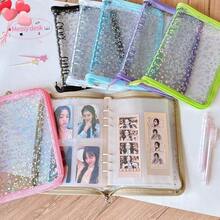 A5 Sticker Storage Organizer, Sticker Collection Book, Reusable Zipper Photo Album, Transparent Laser Star Cover, With Pocket Pages, Suitable For Journals, Student Office Supplies, Perfect For Storing Stickers And Small Accessories - Multicolor - View 1