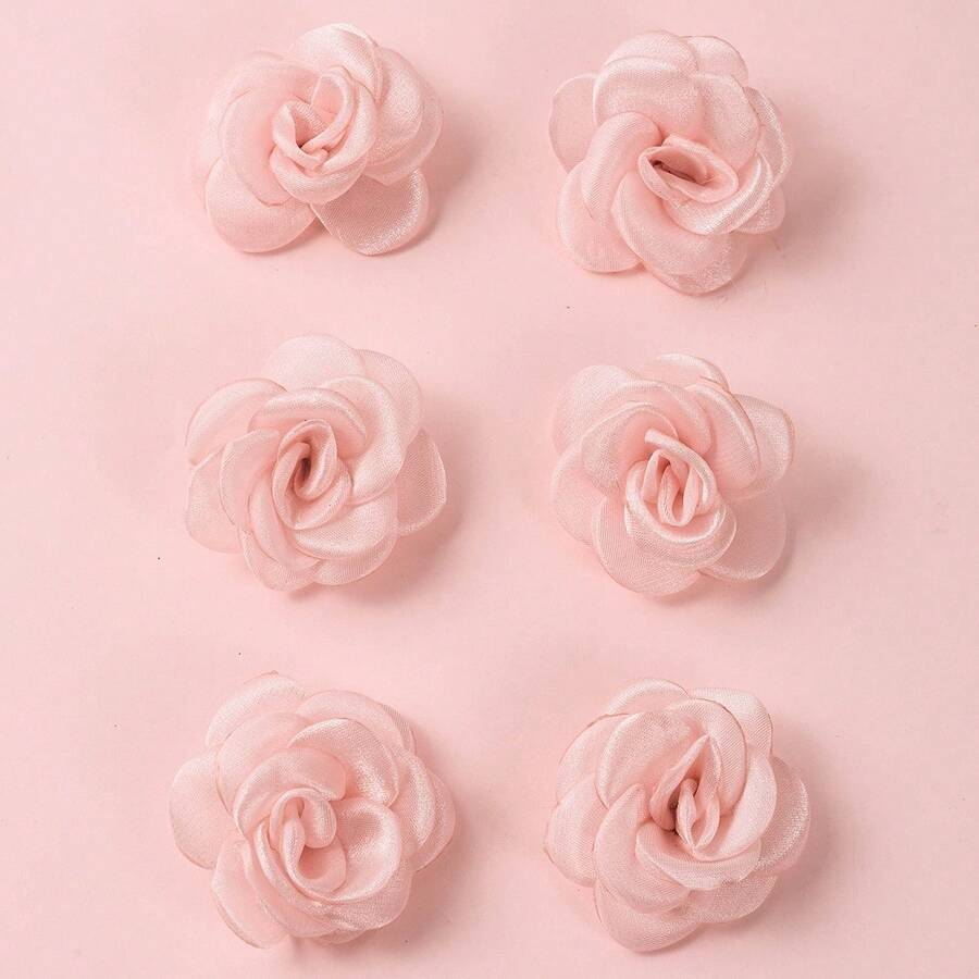 6pcs Cute Rose Hair Clips, Suitable For Daily Wear And Vacation Outfits - Pink - View 1