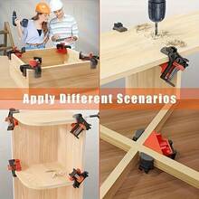 90 Degree Right Angle Woodworking Clamps 4pcs Strong High Spring Clamps Single-Hand Right Angle Fixing Clamps For Picture Frame Background Wall Panel Clamps Dust-Proof Stackable Storage Box Set Woodworking Tools - A - View 8
