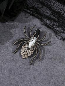 2pcs Halloween Spider Personalized Hair Clips BB Clips Bangs Clips Rhinestone Decor Hair Accessories Dark Style - Multicolor - View 3