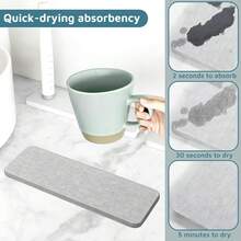 2‑Pack Diatomite Absorbent Stone Coasters, Moisture‑Wicking Pads For Glasses, Bottles In Kitchen And Bathroom Countertop - Grey - View 3