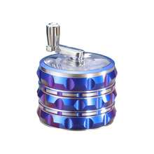 4-Layer Aluminum Alloy Manual Spice Grinder, Metal Polished Hand Crank Herb Grinder, Portable Mortar And Pestle Grinding Tool, High-End Gift For Kitchen And Home Use - Black - View 4