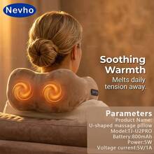 Nevho Electric Neck Massager, Skin-Friendly Breathable Memory Foam 3D Vibration U-Shaped Pillow, Adjustable & Portable Multifunctional Neck Support For Office, Home, And Travel - View 5