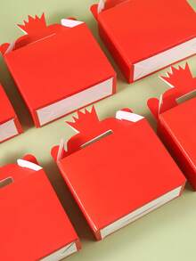 4/8/10/16/24pcs Red Paper Gift Boxes, Solid Color Rectangular Candy Boxes With Crown Handle, Candy Cookie Snack Packaging Boxes, Suitable For Birthday Party Favors, Wedding Celebrations, Gift Wrapping And Party Supplies - Red - View 4