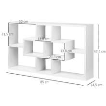 Estante de parede com 8 nichos, unidade de armazenamento, design moderno, 85 x 14,5 x 47,5 cm, branca - A - Ver 5