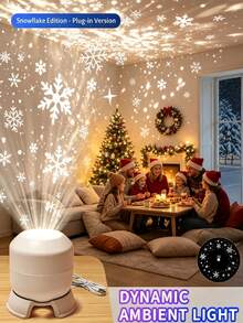 Manual Rotating Christmas Snowflake Projection Light,Dynamic Snowflake Projector Light With Adjustable Base, USB LED Snow Projection Night Light, Ambient Lamp For Bedroom, Entryway, Christmas Party Indoor Decor,Create A Snowy Atmosphere - Snowflake Projection - View 7