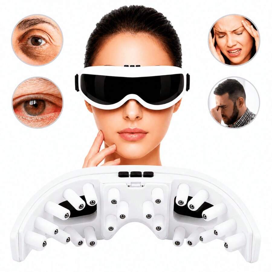 Massageador de Olhos Elétrico com Terapia Magnética e Vibração USB, Alivia Fadiga Ocular e Dor Muscular, 9 Modos de Massagem - 1 - Visão 1