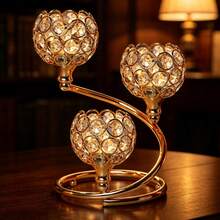 1pc Acrylic Flat Crystal Candle Holder Decor, Suitable For Wedding, Anniversary, Tabletop Decoration - A - View 3