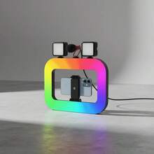 Iluminador Led Retangular Rgb Rig Suporte Celular E Câmera - Primicias Qiu - Preto - Visão 5