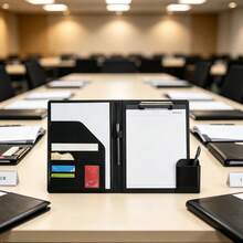 A4 PU Leather Portfolio Folder 24.5*33.5cm, Multi-Pocket Business Document Organizer With Card Slots, Pen Holder & Writing Pad, Conference Meeting Portfolio, Office Work & Business Interview Document Binder - A4 - View 6