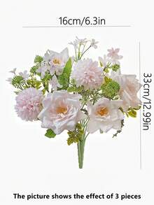 1個仿真花球，菊花與玫瑰，節日婚禮新娘花束，花環，居家客廳餐桌裝飾，花園秋季裝飾 - 淺粉色 - 查看 3