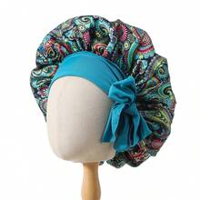 Wide Brim Extra Large Satin Round Bonnet With Tie Strap, Printed Hot Style Beauty Hair Care Fashion Versatile Hair Cap - Large Tie-back Sleeping Cap - View 11