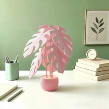 Monstera Potted Plant Coaster Set, With 6 Monstera Leaf Coasters, Artificial Greenery, Home Decor Essential, Suitable For Desk, Office, Study, Entryway, Dorm, Create Warm Decorative Atmosphere, Great Gift Choice, Suitable For Housewarming, Birthday Gift - Multicolor - View 7