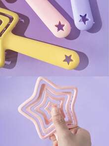 1pc Set Girls Daily Use Star-Shaped Hollow Comb, Handheld Detangling Hair Brush, Girl's Scalp Massage Comb - Multicolor - View 5