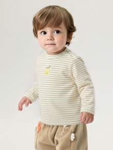 Balabala Mock Neck Long‑Sleeve Baby Tee Soft Base Top For Toddlers Autumn - White Coffee Color - View 2
