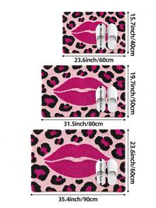 1pc Bathroom Rug Mat, Flocked Soft Touch, Pink Leopard Print, TPR Non-Slip Backing, Suitable For Kitchen, Outdoor, Indoor, Hallway, Bedroom, Living Room, Bedside, Machine Washable, Easy To Clean, Autumn Bathroom Decor Rug - Multicolor - View 3