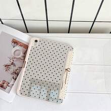 可愛粉色底棕色圓點蕾絲蝴蝶結裝飾平板保護殼，附筆槽，相容 iPad 11(A16)/10.9/10.2/Air 5th Gen/10th/9.7/Air13/Air 4/5/Pro 11/10th Generation/Air 13(M3 2025)/Air 11(M3 2025)/11(A16 2025)，相容 Galaxy S9/S7/S10+，相容 Galaxy Tab S6 Lite 10.4 吋，相容 Matepad - 彩色 - 查看 5
