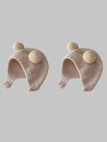 1/2pcs Baby Cute Bear Ear Fleece Hat, Soft Textured Warm Ear Protection Hat For Autumn/Winter, With Tie Knot, Cold-Proof Knitted Hat For Daily Wear - Multicolor - View 20