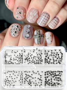 6grids Punk Gun Black Square Rivet Nail Charms Mixed Sized Metal Rivet Nail Studs Decoration Alloy Spike Rivet Nail Accessories - MultiWarna - View 2