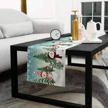 Christmas Snowman Snowflakes Xmas Tree Table Runner Holiday Party Decor Reusable Winter Xmas Kitchen Dining Table Runner Christmas Decorations - Multicolor - View 5
