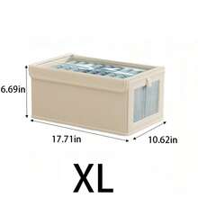 10pcs Multi-Compartment Transparent Window Fabric Storage Boxes, Foldable Fabric Divided Storage Bins, Clothing And Pants Storage Containers, Wardrobe Drawer Bedroom Home Organization Boxes - Beige - View 10