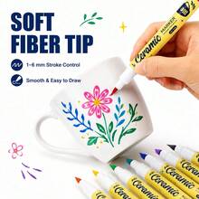 6-12 Colors Ceramic Graffiti Pen Set, Multi-Color Smooth And Even Writing, Layerable Graffiti Art DIY Colorful Waterproof Ceramic Pens, Suitable For Writing And Painting On Ceramic Surfaces Of Mugs, Plates, Vases And More - Multicolor - View 4