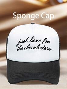 1 PC Men's "Just Here For The Cheerleaders" Printed Hat, Adjustable, UV-Protective, Ideal For Hiking, Mountain Climbing, And Travel - Multicolor - View 10