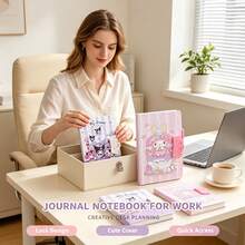 1pc Cartoon Password Notebook Stationery Prize, Cute Lock Diary Notebook For Elementary Students, Adorable Anime Printed Notepad For Daily Note-Taking And Desk Stationery, Lined Diary Notebook For Office Daily Planning, Suitable For Students, Office Workers, Back To School Season, Gift For Classmates, Teachers, Family - Multicolor - View 4
