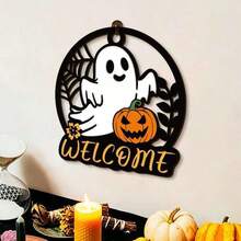 Cross-Border Halloween Round Acrylic Ghost Pumpkin Hanging Sign, Holiday Party Welcome Door Wall Decor - Multicolor - View 2