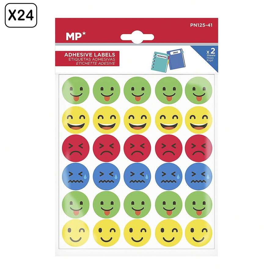 Dam PACK 24 EINHEITEN PERSONLISIERBARE DEKORIERTE KLEBETIKETTEN GESICHTER (SET 2 UDS) - Verschiedenfarbig - Übersicht 1