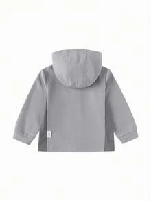 Balabala Simple Stylish Hooded Kids Coat Lightweight Autumn Outer Top For Boys & Girls - Medium Gray - View 5