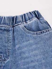 Teen Boys Fashion Casual Y2K Retro Cool Blue Denim Loose Comfortable Straight Leg Jeans - Blue - View 5