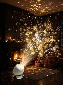 Manual Rotating Christmas Snowflake Projection Light,Dynamic Snowflake Projector Light With Adjustable Base, USB LED Snow Projection Night Light, Ambient Lamp For Bedroom, Entryway, Christmas Party Indoor Decor,Create A Snowy Atmosphere - Snowflake Projection - View 1
