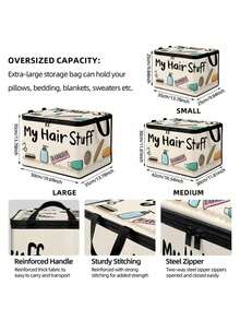 All My Hair Stuff Storage Box With Lid, Foldable Storage Box, Storage Box, Storage Box, Large Capacity, Book Organization, Holiday Gift, Office Organization, Under Bed Storage, Rental Home Organization, Can Be Used For Work, School, Dorm Storage, Back To School, Travel Essentials, Dorm Essentials, Wedding Bride Gift, Mother's Gift, Birthday Gift, Holiday Souvenir, Back To School Gift, Graduation Gift - Multicolor - View 10