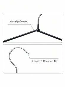 20/15/10/5pcs Non-Slip Hangers, Black Non-Slip Hangers, Bedroom Supplies, Storage Supplies, High-Quality Durable Storage Solution For Bedroom And Closet - Easy To Hang, Space-Saving Design, Perfect For Home Use, Christmas Decoration, Etc. - Multicolor - View 3