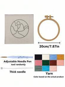 個性化花卉毛線圈藝術，DIY戳戳繡刺繡套件，客製化文字手工藝品，浪漫花卉牆面裝飾，送給女友、妻子、家人的創意禮物，臥室裝飾，創造您自己的刺繡設計 - 彩色 - 查看 3
