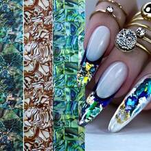 10pcs/Set Abalone Shell Nail Foil Transfer Stickers, Marble Pearl Shell Nail Decals, Blue-Green Swirl Pattern Nail Foil, DIY Nail Art Decoration Accessories - Multicolor - View 7