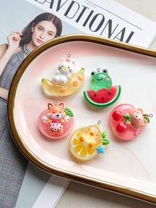 10/20/100pcs Transparent Resin Fruit & Animal Cream Glue Charms, DIY Handmade Keychain Pendants, Bag Charms, Accessories, Decor - Multicolor - View 2