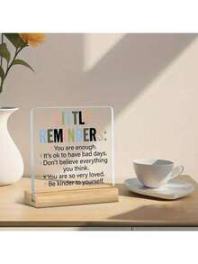 Customizable Acrylic Sign With Wooden Stand - Personalized Desktop Decor, Suitable For Businesses, Indoor And Outdoor Use, No Electricity Required - Multicolor - View 7