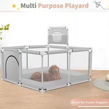 Indoor And Outdoor Fence, For Exercise, Play, Mesh Wall Fence, Portable Home Fence - Grey - View 6