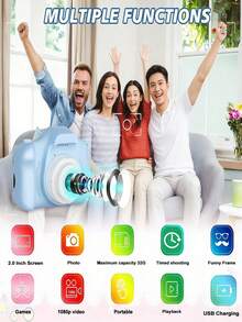 Cámara Digital 1080P con Pantalla de 2 Pulgadas Regalo de Navidad Cumpleaños y Festival Cámara de Regalo Linda y Portátil para Hombres y Mujeres 150mAh - Azul - Ver 2